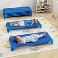 thumbnail image 2 of Costway 6 Pack Stackable Daycare Cots with Easy Lift Corners Heavy-Duty Metal Frame Kids Blue, 2 of 11