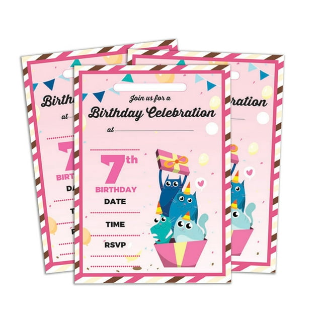 Darling Souvenir Pink Birthday Invitation Card Printable Fill or Write In Blank Invites Party Supplies Pack Of 28 5 x 7 Inches