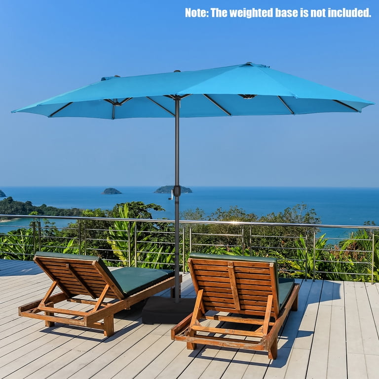 costway patio double-sided market umbrella crank Costway 15FT Deck Large Backyard Patio Double-Sided Umbrella Crank Outdoor  Garden Market Sun Shade Blue
