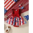 thumbnail image 3 of Elippeo Baby Girls Independence Day Romper Dress 3 6 9 12 18 Months Sleeveless Stars Print Romper with Headband, 3 of 10