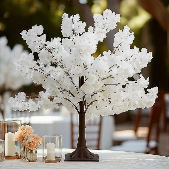 Efavormart Artificial Cherry Blossom Tree Centerpiece 3ft White – Silk Sakura Wishing Tree with Metal Base