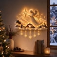 thumbnail image 3 of Diceymbol Lighted Nativity Wall Hanging Sign, Holy Birth Manger Wall Decor with Warm LED Lights and Snowflake Pendants for Christmas Home Decoration, 3 of 6