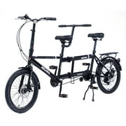 Meghna Tandem Bike 20 inches Wheels 2-Seater Shimano 7 Speed Folding Tandem Adult Beach Cruiser Black