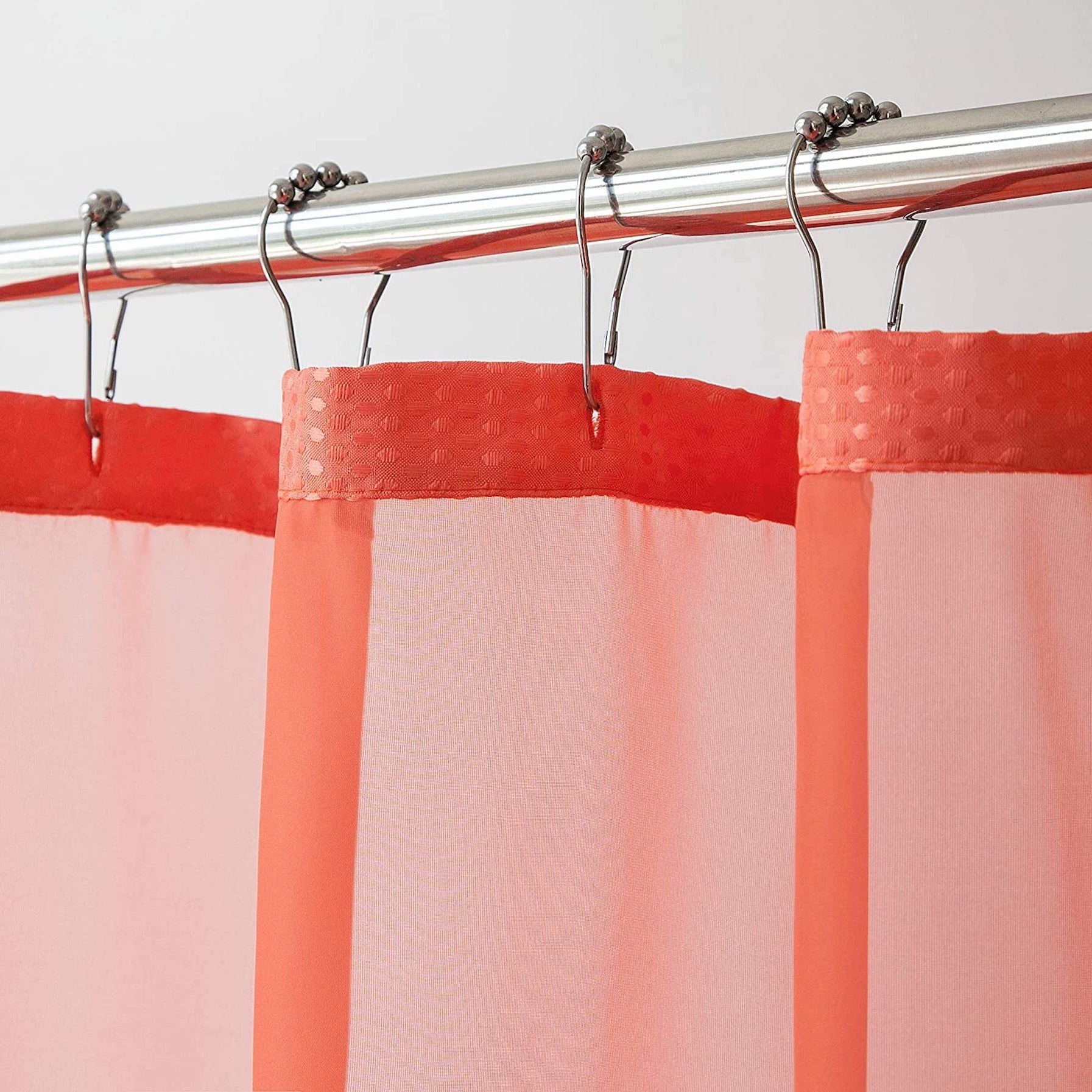 Dainty Home Complete Waterproof Shower Curtain with Detachable Liner in Coral