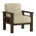 thumbnail image 2 of Amerllia Light Brown Fabric Upholstery Solid Wood Accent Chair, 2 of 7