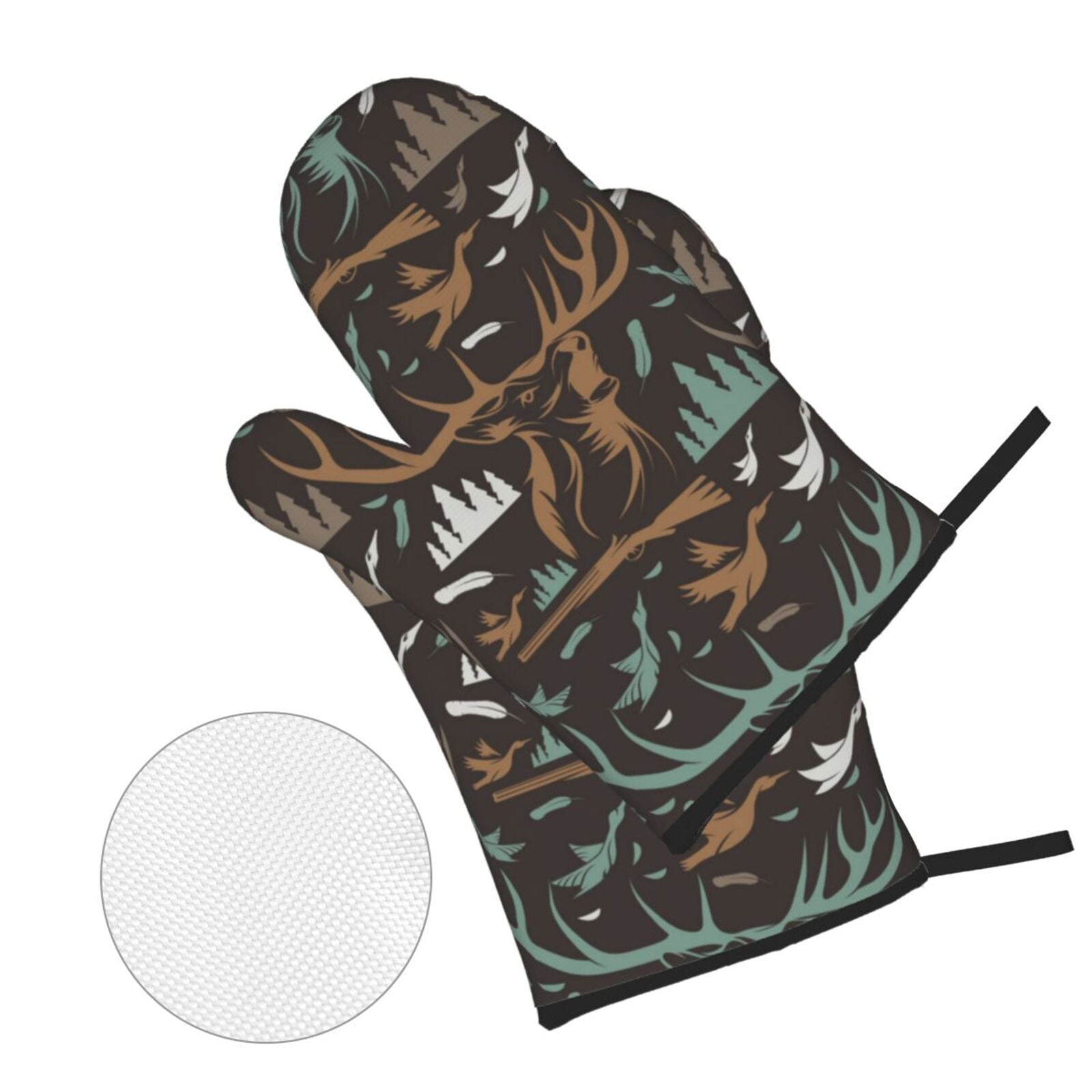 Deer Duck Hunting Vintage 4Pcs Oven Mitts and Pot Holders Sets Oven Kitchen Gloves Hot Pads for Cooking BBQ Baking Grilling
