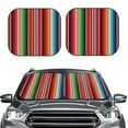 thumbnail image 2 of Balery 2 Piece Mexican Serape Blanket Stripes Car Windshield Sun Shade|Foldable Front Windshield Shade for Car Front Window for Most Sedans SUV Truck-Small, 2 of 7