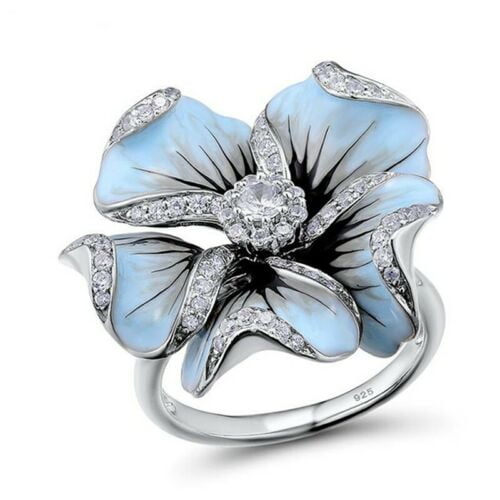 Women Fashion 925 Silver Rings White Sapphire Wedding Band Rings