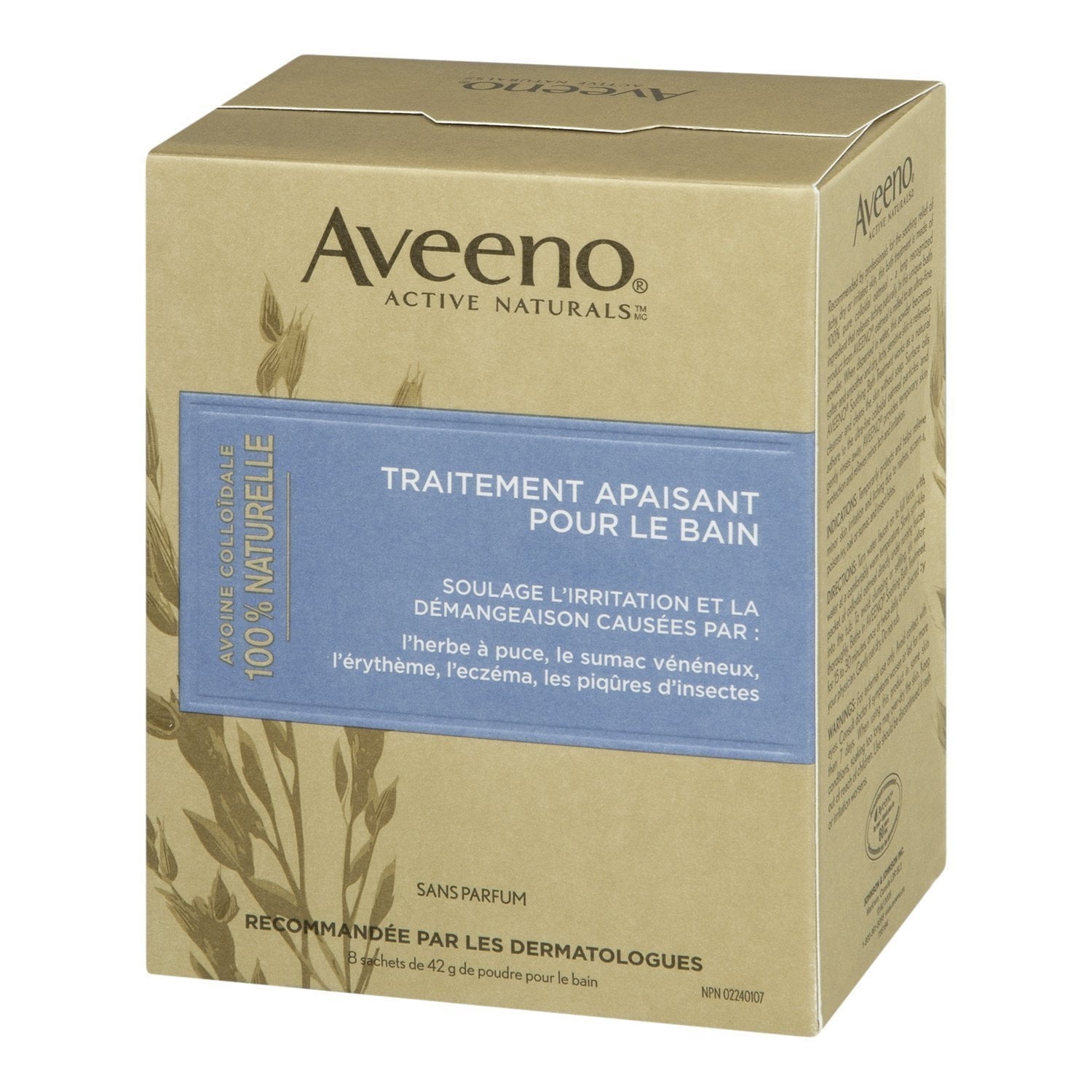 Aveeno Active Naturals Soothing Bath Treatment Packets, Fragrance Free, 1.5 oz, 8 Ct (1 Pack)
