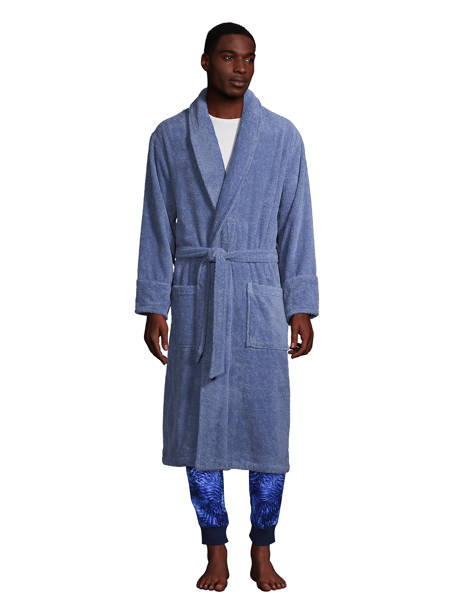 Lands' End Men's Calf Length Turkish Terry Robe