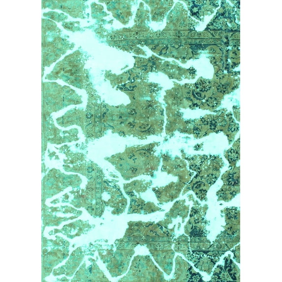 Ahgly Company Indoor Rectangle Abstract Turquoise Blue Modern Area Rugs, 5' x 7'