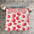 thumbnail image 3 of Ambesonne Fruits Quilted Bedspread Set 3 Pcs, Watercolor Art Harvest, Queen Size, Dark Coral Green White, 3 of 3