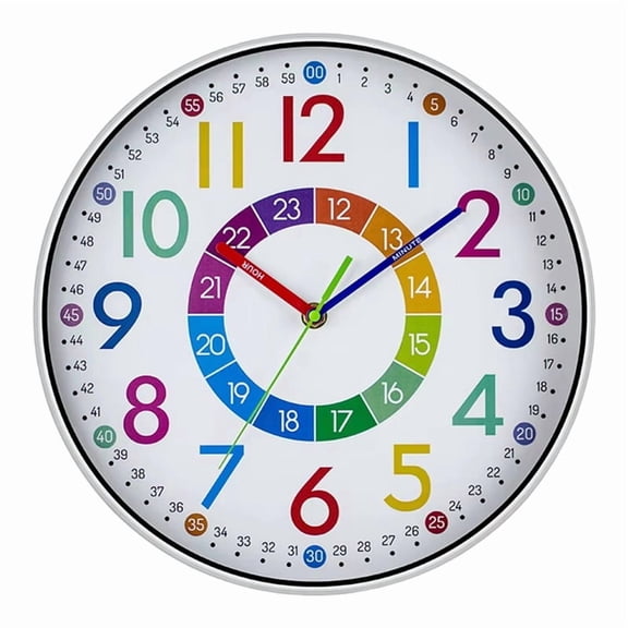 12 Inch Digital Clock Mute Home Bedroom Living Room Wall Punch-Free Battery Powered Electronic Color Clock