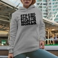 thumbnail image 2 of Strong Women, Female Themed, Groovy Retro Wavy Text Merch Gift, Heather Grey Hooded Sweatshirt or Hoodie, Large, 2 of 5
