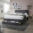 thumbnail image 2 of Tcbosik Corduroy Upholstered Platform Bed, Queen Size Wood Bed Frame with Storage Drawer, No Box Spring Needed, Easy Assembly, Charcoal, 2 of 7
