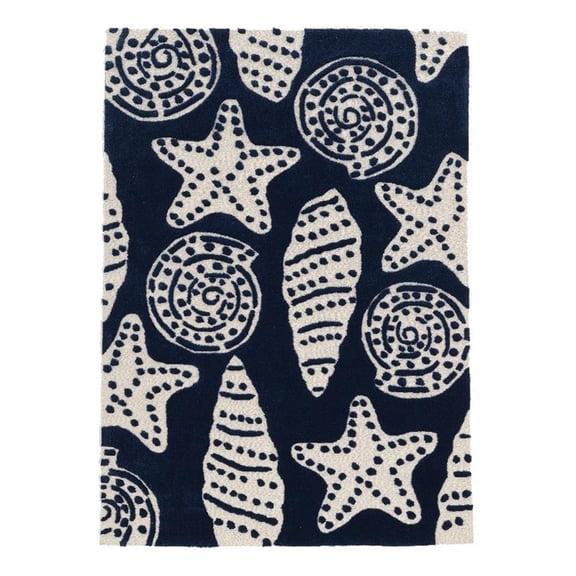 Linon Tripoli Flotsom Hand Tufted Polyester 8'x10' Rug in Navy