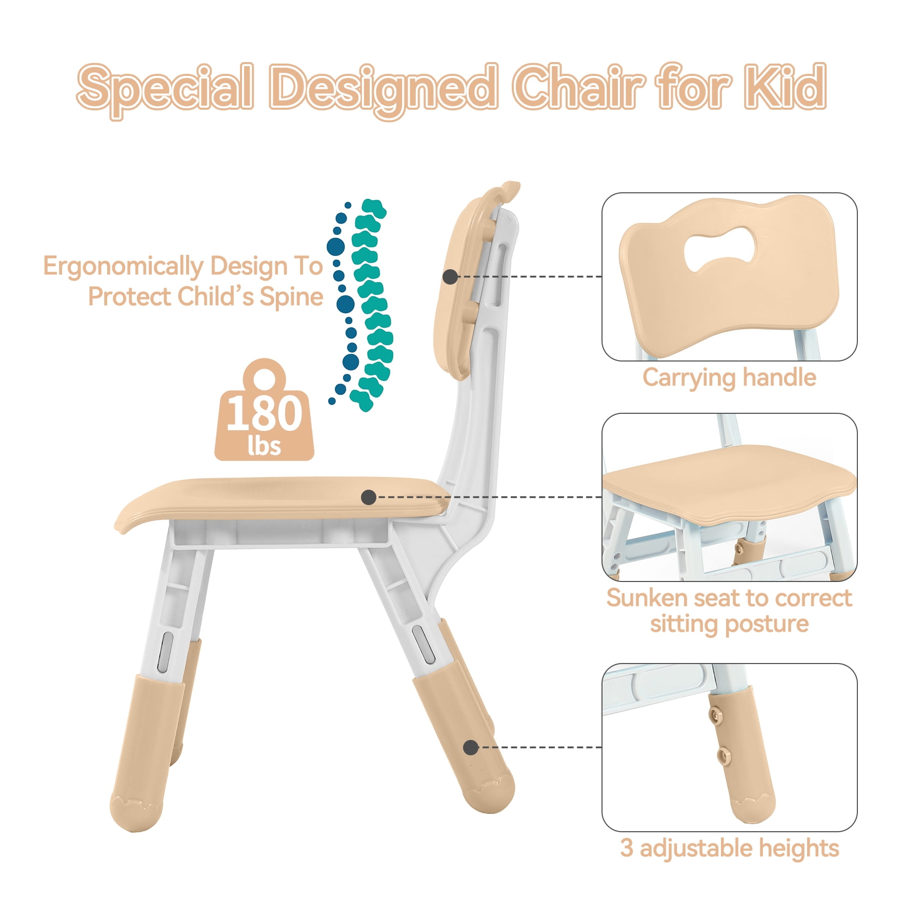 DOREROOM Height-Adjustable Kids Table and 4 Chairs Set, Toddler Table and Chair Set with Graffiti Desktop, 31.5''L x 23.6''W Children Activity Table for Daycare, Classroom, Home