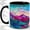 Black, variant on Aurora Mountain Coffee Mug, Stained Glass Forest Lake Art, Nature Decor