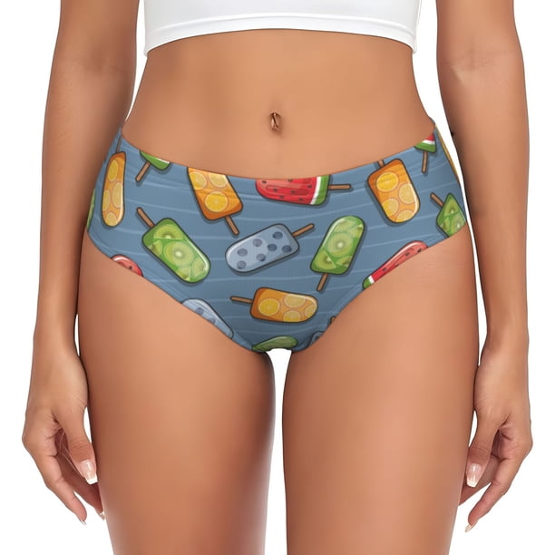 Fotbe Fruit Ice Cream Calzones Estampados para Mujer – Ropa Interior de Algodón, Cómoda, Suave y Elástica-Small