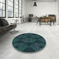 thumbnail image 3 of Ahgly Company Indoor Round Patterned Deep Teal Green Area Rugs, 7' Round, 3 of 6