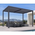 thumbnail image 5 of PURPLE LEAF 8' x 12' 92KS Louvered Aluminum Pergola Integrated Solar Dimmable LED Strip Rainproof Adjustable Roof for Outdoor Grill Patio Deck Garden Gray, 5 of 11