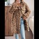 thumbnail image 5 of Chaqueta Larga de Piel Sintética para Mujer, con Estampado de Leopardo, Botones y Solapa, de Franela, para Invierno y Otoño. Marrón Oscuro XL, 5 of 9