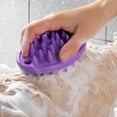 thumbnail image 4 of Pet Grooming Brush, Large Purple TPR Rubber Deshedding Bathing Brush, 1 Pack, Gentle Shedding Massage Brush for Cats and Dogs, Relaxing Soothing Bathing Deshedding Tool for Short and Long Hair Pets, 4 of 8