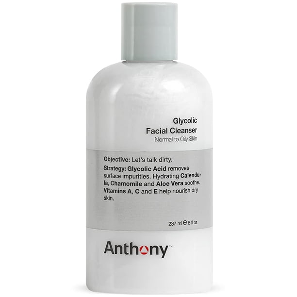 Limpiador facial Anthony Glycolic para hombre, 240 ml, piel sensible