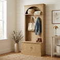 thumbnail image 3 of Tribesigns Hall Tree with Bench and Shoe Storage, 4-in-1 Design Entryway Bench with Coat Rack, 70.86" Tall Mudroom Rack with 5 Double Hooks and Adjustable Shelf for Hallway, 3 of 10