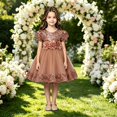thumbnail image 5 of EnJoCho Girls Sequin Dress Puff Short Sleeve 3D Rose Waist Tulle Formal Gown For Little Girls Toddler Wedding Birthday Party Holiday Princess Dress, 5 of 5