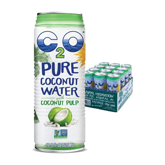 C2O Pure Coconut Water with Pulp, 17.5 Ounce -- 12 per case.