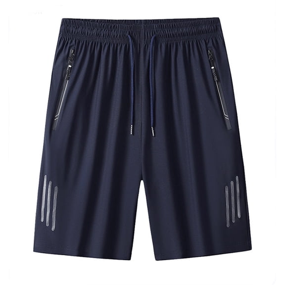 Big and Tall Mens Shorts Elastic Waist Zipper Pockets Reflective Strip Athletic Short Pants Fathers Gift M-8XL