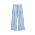 thumbnail image 5 of Womens Cotton Linen Wide Leg Pants High Waisted Flowy Palazzo Pant Casual Summer Beach Vacation Outfits with Pockets, L, 5 of 8