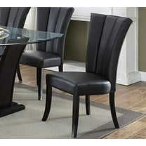Set of 2 Modern Black Faux Leather Dining Chairs
