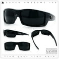 thumbnail image 2 of Classic Winged Skull 90s Wrap Around Sport Biker Plastic Rectangular Sunglasses Shiny Black - Black, 2 of 8