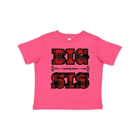 

Inktastic Big Sis Buffalo Plaid Sister Gift Toddler Toddler Girl T-Shirt