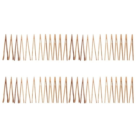 

48PCS Bamboo Toaster Tongs 7 Inch Wood Kitchen Tongs Reusable Wood Cooking Tongs for Toast Cooking Bread Fruit Tea
