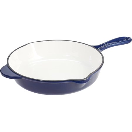Cobalt Glazed Enamel Cast Iron Round Skillet 10" Blue