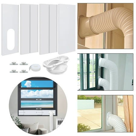 

Washranp Portable Air Conditioner Window Seal Kit Heat-Resistant Reinforced PVC Adjustable AC Vent Plates with Fit 5.9 or 5.1Inch Diameter Exhaust Hose for Sliding Window