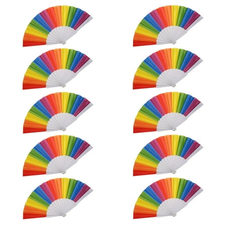 

Uposao 10 Pieces Hand Folding Fan Colorful Dance Fan Handheld Colorful Folding Fans for Women Festival Fan Gift Fan Craft Fan Folding Fan Type 2