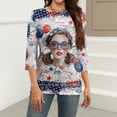 thumbnail image 4 of Womens 250th Anniversary USA Shirts 3/4 Sleeve T-Shirts Loose American Flag Print Pullover 4th of July Celebration Party Tops Independence Day Patriotic Crew Neck Blouses Light Gray XL, 4 of 5