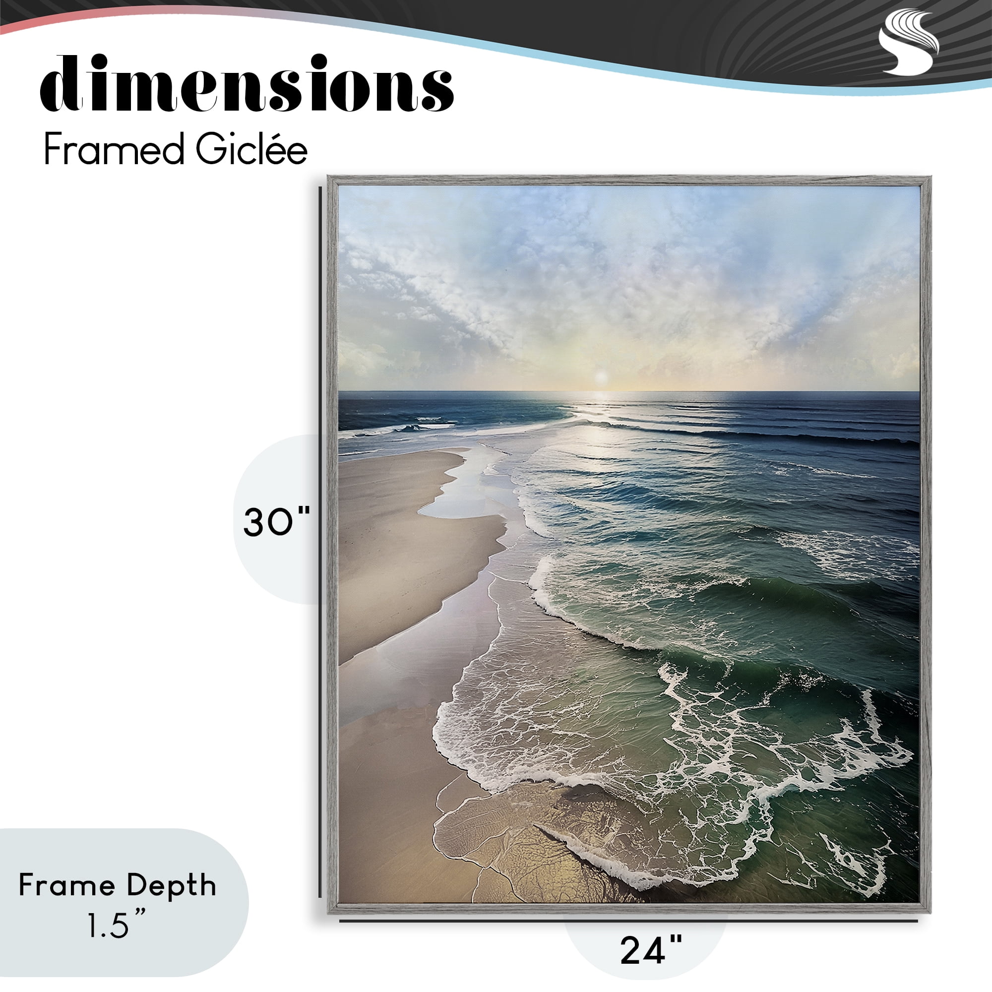 Stupell Industries Tranquil Shoreline with Soft Light Gray Framed Giclee Art, design by Mike Calascibetta