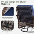 thumbnail image 6 of Sunmthink 3 Pieces Patio Furniture Set, Patio Swivel Rocker Chairs Set of 2, Wicker Outdoor Bistro Set with Rocking Chair, Thickened Cushions and Table for Porch (Navy Blue), 6 of 6