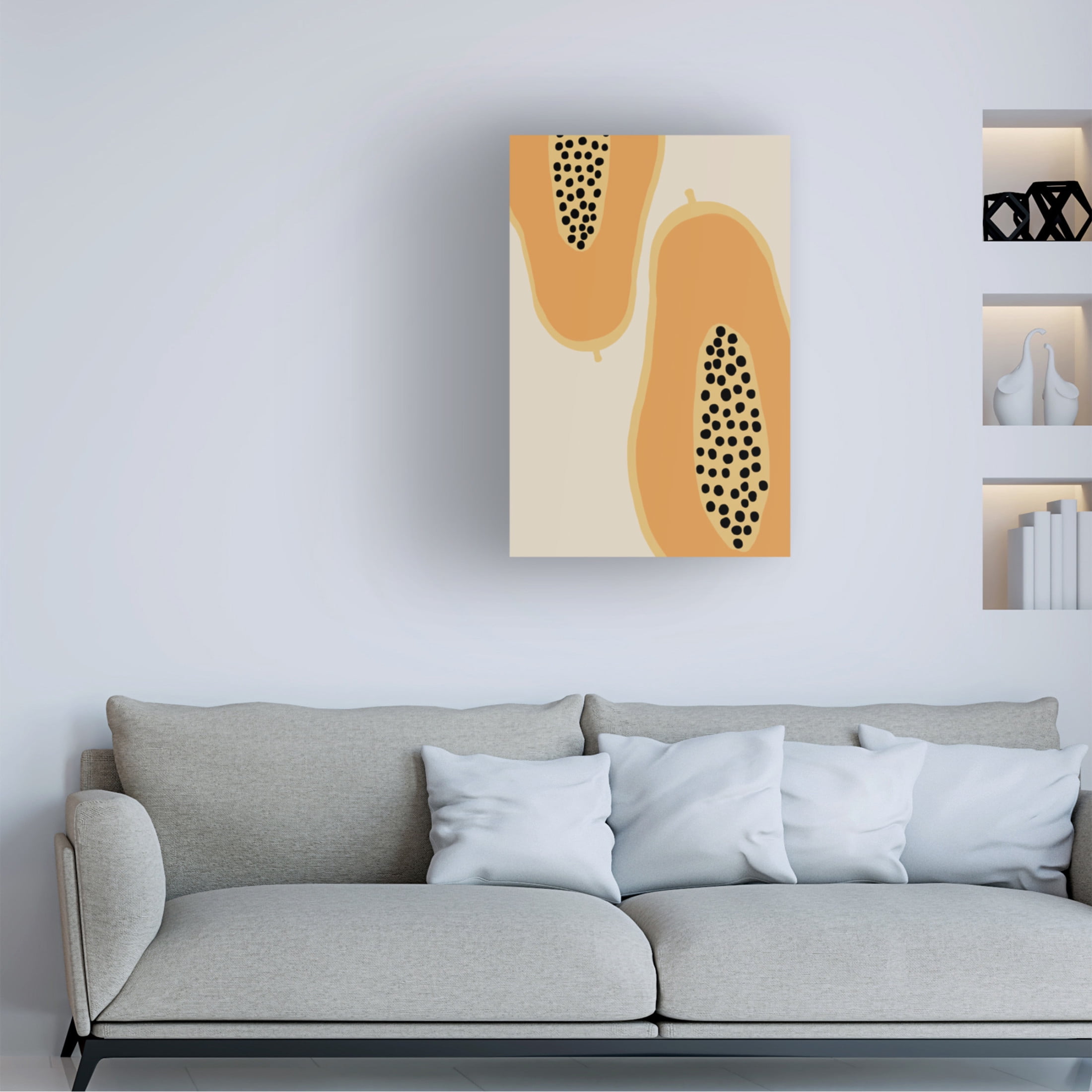 Canvas Wall Art - Pictufy Studio Ii 'Papaya Fruit' Wall Art for Living Room, Bedroom, or Office Décor by Trademark Fine Art - 16 x 24 Inches