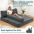 thumbnail image 5 of Hommpa Folding Sofa Bed Foldable Couch Bed Convertible Futon Chair with High Density Foam Filling with Pillow, Comfort Chair Bed for Living Room for Holiday Festival, Gray, Queen, 5 of 10