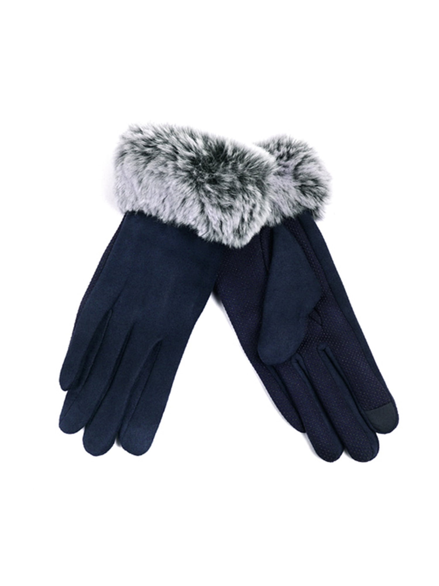 LADIES WOMENS GIRLS STYLISH ELEGANT TOUCHSCREEN GLOVES WITH FAUX FUR CUFF 