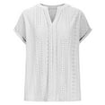 thumbnail image 6 of MIXUE Womens Summer Tops Summer Solid Color Fashion V Neck Short Sleeve Pullover Tshirts Outwear,White,S, 6 of 7
