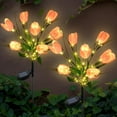 thumbnail image 6 of Qoosea Solar Lights Outdoor Patio Garden Decor, 2 pack Tulips Solar Flowers Lights Outdoor Garden Waterproof Decorative 7 Heads LED for Lawn Backyard, Birthday Gifts for Women, 6 of 8