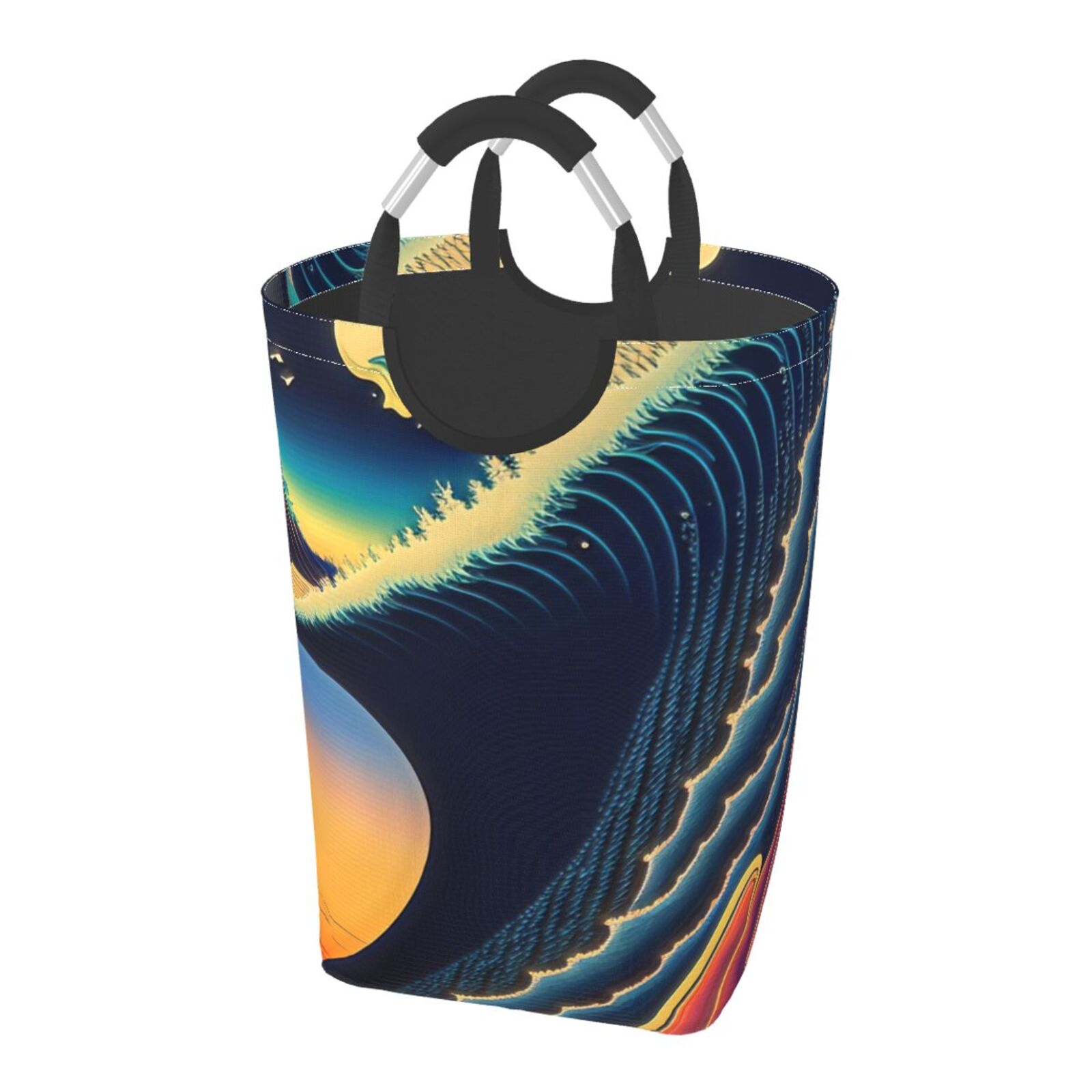Laundry Hampers, Japanese Style Ocean Wave Pattern Foldable Laundry
