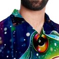 thumbnail image 5 of Starry Sky Frog Men's Short Sleeve Casual Printed Button Down Beach Shirt Summer Unisex Top, 5 of 6